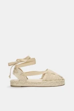 Jute Espadrilles With Tie Detail - Ecru