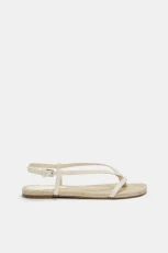 Jute Flat Sandals - Ecru