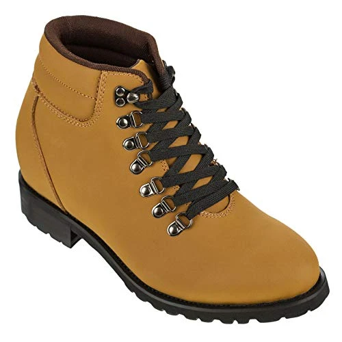 - K289023-3.3 Inches Taller - Size 8 UK- Height Increasing Elevator Shoes (Nubuck Brown Leather Lace