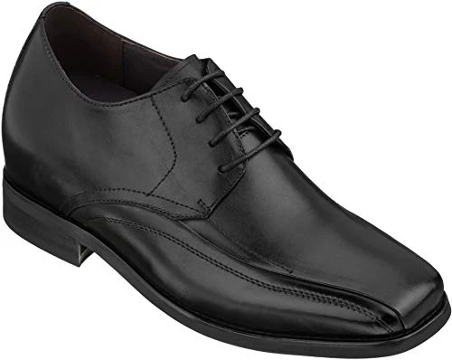 K333021-3 Inches Taller - Size 7.5 UK- Height Increasing Elevator Shoes (Black Leather Lace-up Dress Shoes)