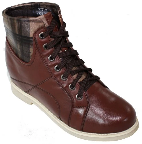 - K9931-3 Inches Taller - Size 8 US - Height Increasing Shoes (Brown Leather Sneakers) - Women