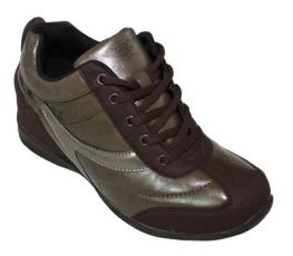 K9932-2.8 Inches Taller - Size 8 US - Height Increasing Shoes (Brown Leather/Suede Casual Sneakers) - Women