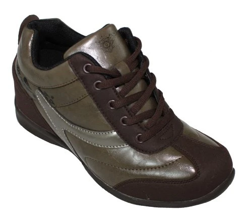 K9932-2.8 Inches Taller - Size 8 US - Height Increasing Shoes (Brown Leather/Suede Casual Sneakers) - Women