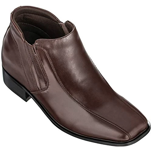K99805-1 - 3.2 Inches Taller - Size 10 UK- Height Increasing Elevator Shoes (Brown Dress Boots)