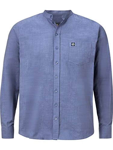 Kallu Men's Long-Sleeved Stand-Up Collar Shirt - Blue - XXX-Large