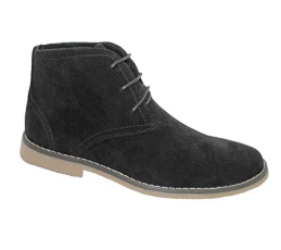 katt_brand Mens Suede Desert Boots Winter Casual Black Lace Up Casual Ankle High Top Classic Shoes S