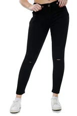 KDJ-L1 Womens Knee Ripped Jeans Color Black Size 16