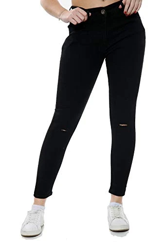 KDJ-L1 Womens Knee Ripped Jeans Color Black Size 16