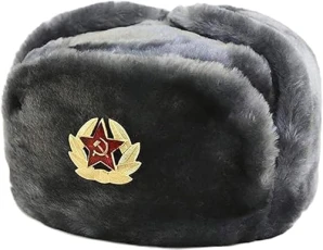 Keep Fashion Mens Russian Army Trapper Ski Hat with Ear Flaps and Soviet Badge Adults Ushanka Military Trooper Winter Warm Bomber Hats Cap Windproof Thermal Faux Fur Headwear One Size UK Grey