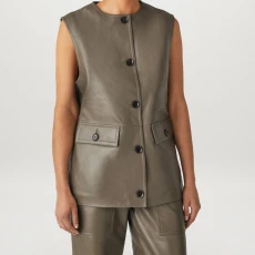 Khaki Apicem Leather Waistcoat - Green