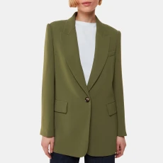 Khaki Crepe Boyfriend Blazer - Green