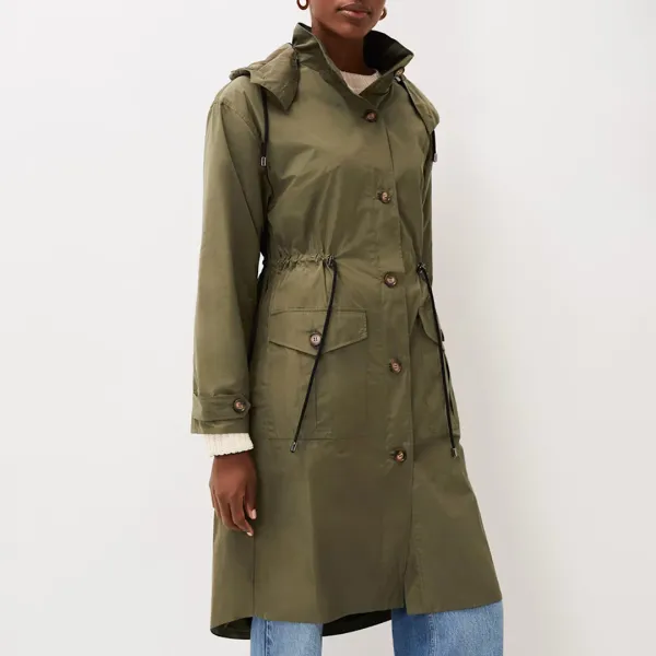 Khaki Green Chloe Longline Parka Coat - Green