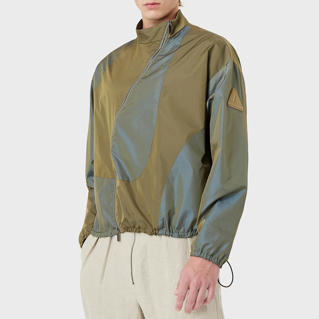Khaki High Neck Zip Jacket - Green