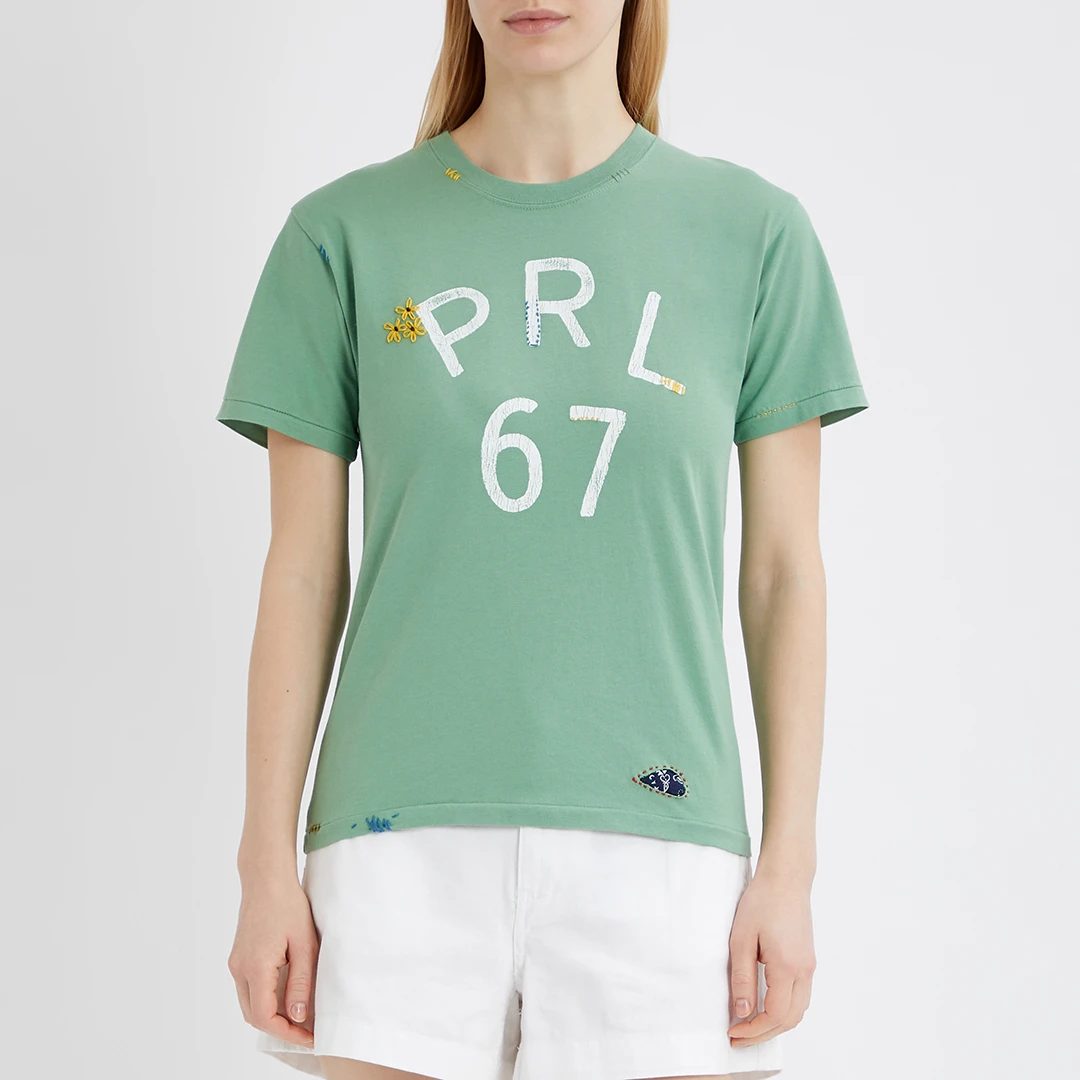 Khaki Logo Cotton T hirt - Green
