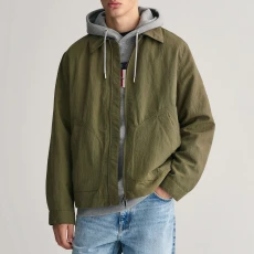 Khaki Nylon Zip Jacket - Green