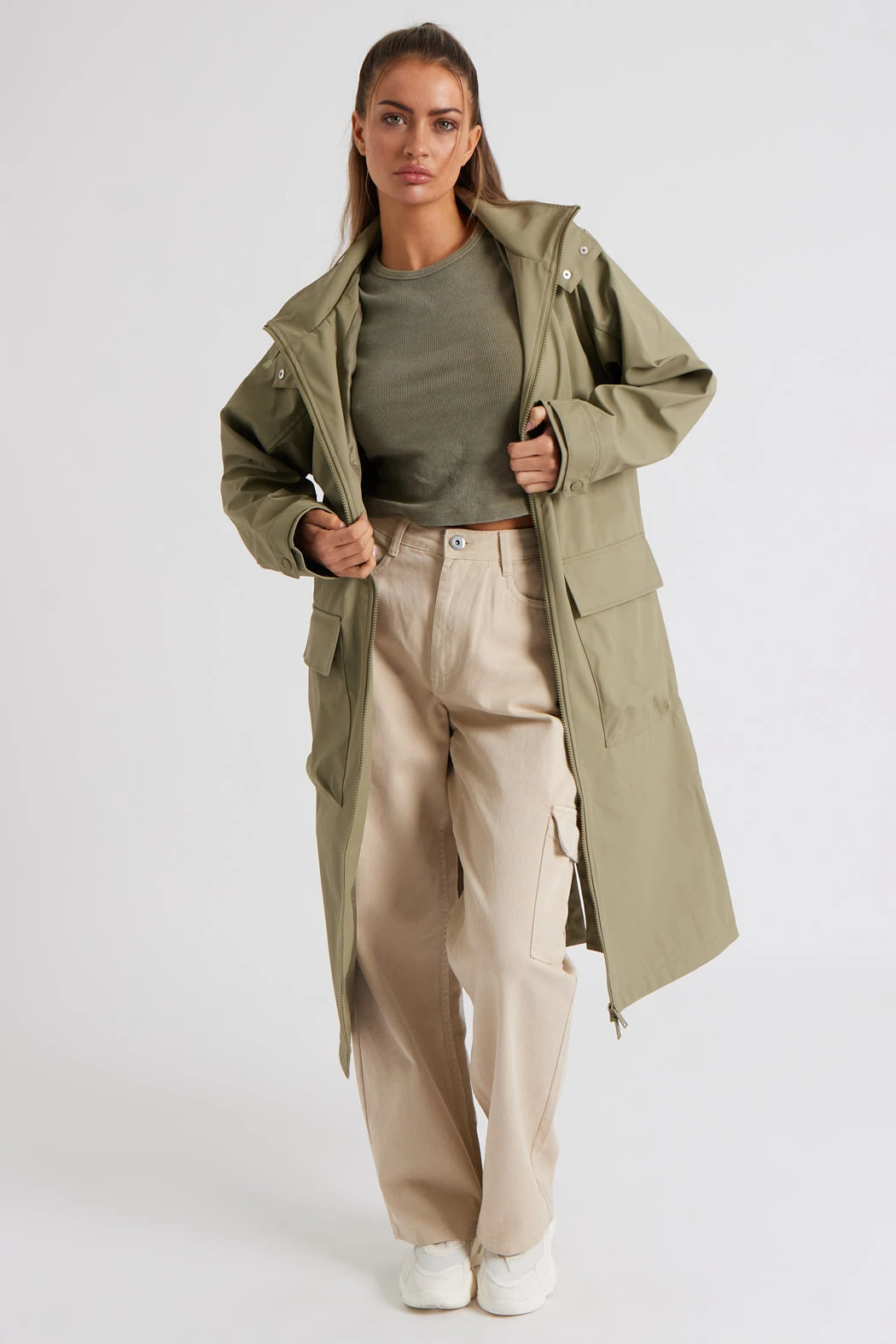 Khaki Rubberised Raincoat /