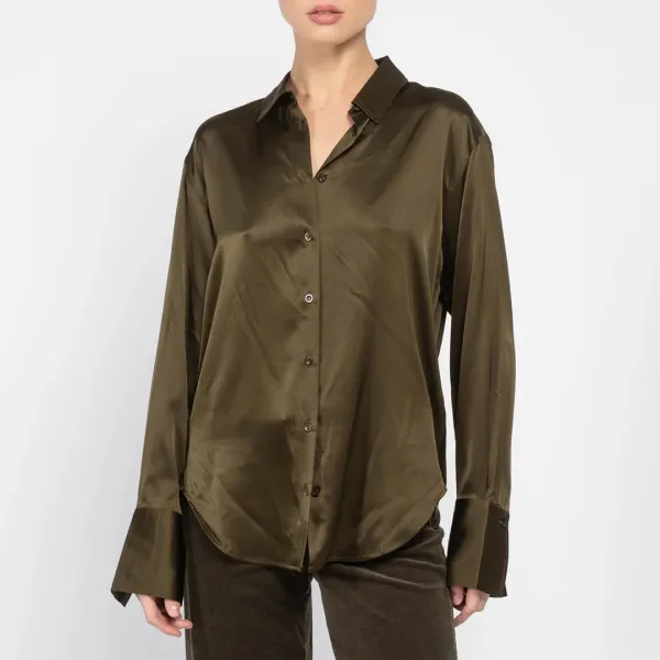 Khaki Satin Standard Shirt - Green