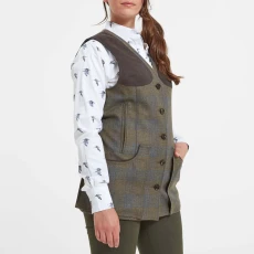 Khaki Tweed Iona Wool Shooting Vest