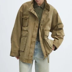 Khaki Worn-Effect Parka - Green