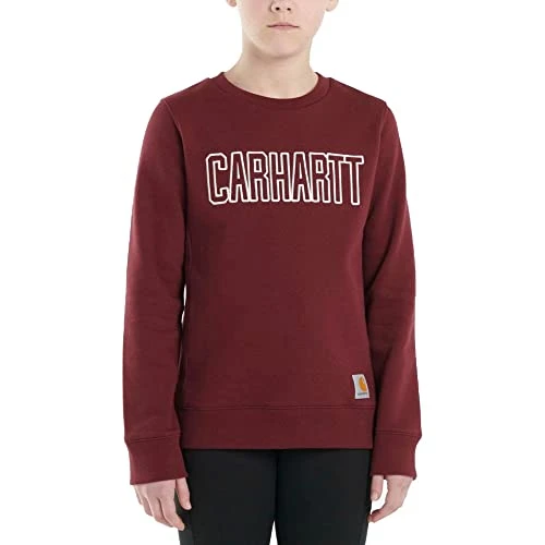 Kid's CA9903 Long-Sleeve Crewneck Sweatshirt - Girls, Tawny Port, 4