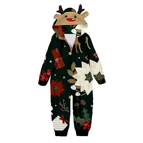 Kids Casual Christmas Parent Child Outfit Printed Pajamas Jumpsuit Home Outfit Hooded Jumpsuit Women S Christmas Costume Sale Promotion