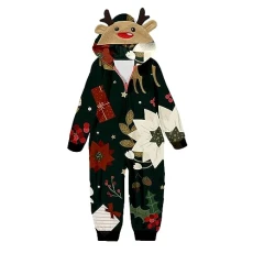 Kids Casual Christmas Parent Child Outfit Printed Pajamas Jumpsuit Home Outfit Hooded Jumpsuit Women S Christmas Costume Sale Promotion