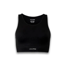 Kids Junior Seamless Crop Top Black 9-10 Years
