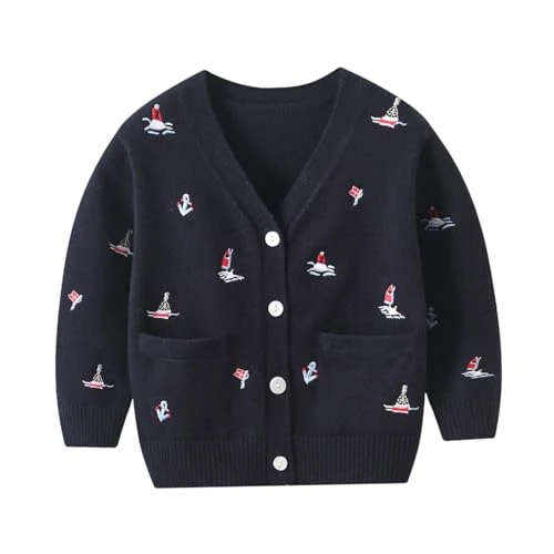 Kids Knit Cardigan Sweater 110cm Button up Sweater Knit Sweater for Kids