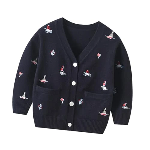 Kids Knit Cardigan Warm Long Sleeve Stylish Soft Knitted Cardigan for 2-4 Years, 90cm