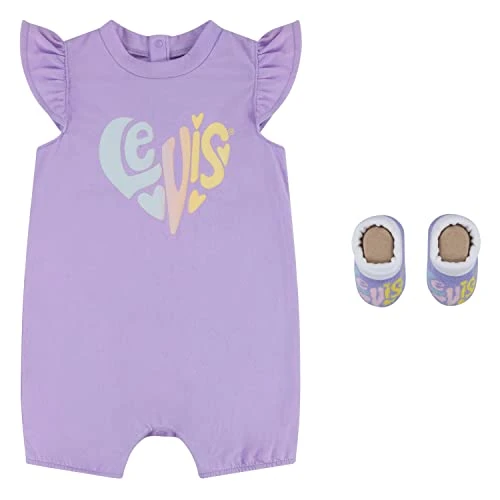 Kids Lvg Heart Romper And Bootie Set Baby Girls 6 Months Purple Rose