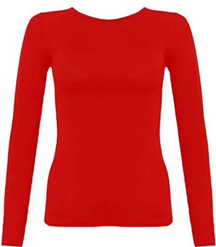 Kids Plain Basic Top Long Sleeve Girls Boys Uniform T hirt Tops 2 Years (11 Years, Red)