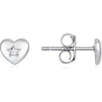 Kids Silver Heart Star Crystal Earrings - Silver