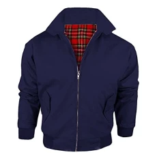 Kids Vintage Harrington Jacket 100% Original British Made Unisex Boys Girls Childrens Classic Retro Scooter 1970'S Winter Check Bomber MOD Skin Tartan Lining Burgundy Navy Navy Coat Top (Navy, 32)