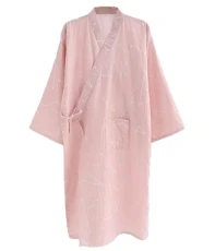 Kimono Cotton Robe, Yukata, Long Kimono Dressing Gown, Japanese Clothing, 100% Cotton Nightgown (UK, Alpha, M, Regular, Regular, pink)