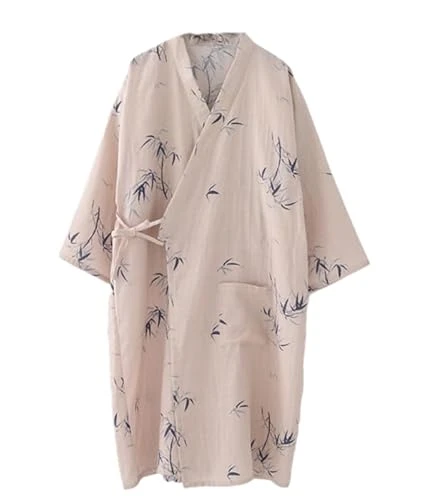 Kimono Robe/Cotton Robe/Yukata/Cotton Bathrobe/Japanese Kimono/Mens Kimono (UK, Alpha, L, Regular, Regular, pink)