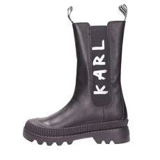 KL42590 000 Black Leather Black Shoes, Black/White, 4 UK KL42590 000 Black Leather Black Shoes, Black/White, 4 UK