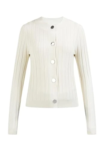 Klassik Women's Cardigan with Buttons Sweater, Light Beige, XL/XXL