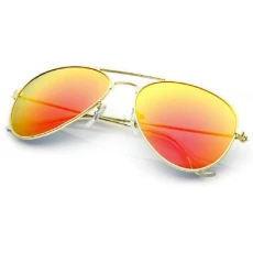 Klassische Pilotenbrille Unisex Sonnenbrille Fliegerbrille in vielen Hochwertige Farbkombinationen  TM (Orange)