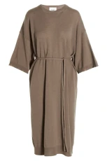 Knit long dress Beige Size