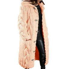 Knitted Cardigan Chunky Long with Button Placket - Cardigan Women's Elegant Long Large Sizes Knitted Cardigan Ankle Length Knitted Coat Lapels Transition Jacket with Pockets Cardigan Loose Transition