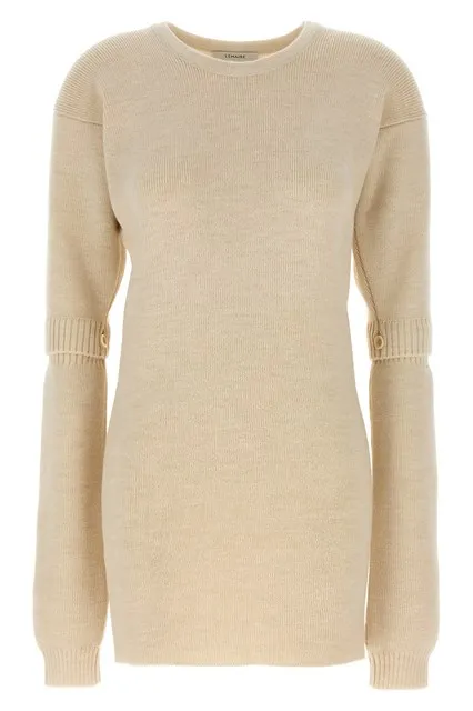 Knitted dress with removable sleeves - White