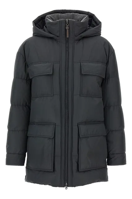 Knitted neck down jacket - Gray