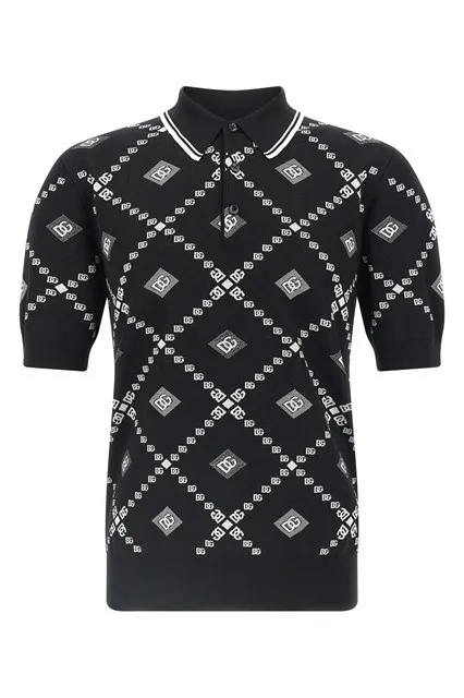Knitted polo shirt - White/Black