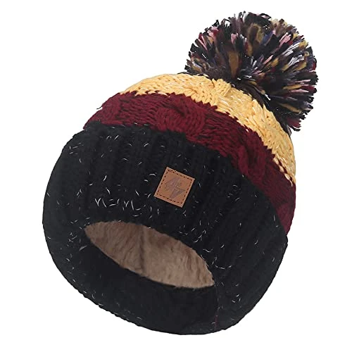 Knitted Wolly Style Beanie Lolly Ponpon Men's Women's Winter Warm SKI Snowboard Hats (Lolly 4) MFAZ 