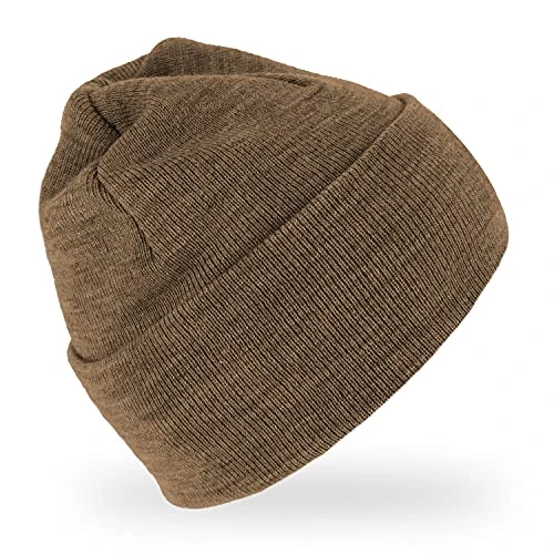Kopli Sustainable Beanie Hat Made of Recycled Polyester & Acrylic Unisex One Size Knitted Hat, Cognac, One Size