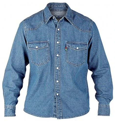 KS1023 Western Mens Stonewash Denim Shirt - Stonewash - 3XL