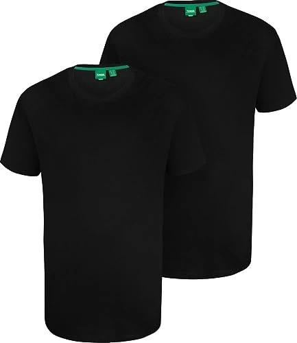 (KS16894 Mens Pack of 2 Crew Neck T-Shirt in Black/Black 5XL