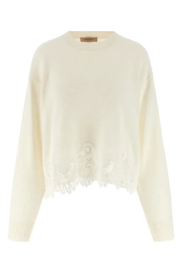 Lace Insert Sweater - L