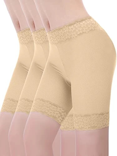 Lace Shorts Underwear Yoga Shorts Stretch Safety Leggings Undershorts for Women Girls(Skin,Small-Medium)