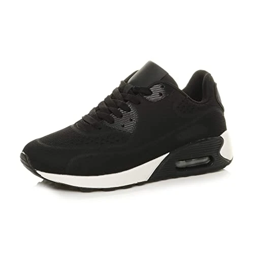 lace up Casual Gym Sport Fitness Running Trainers Sneakers Shoes Size 7 Black White